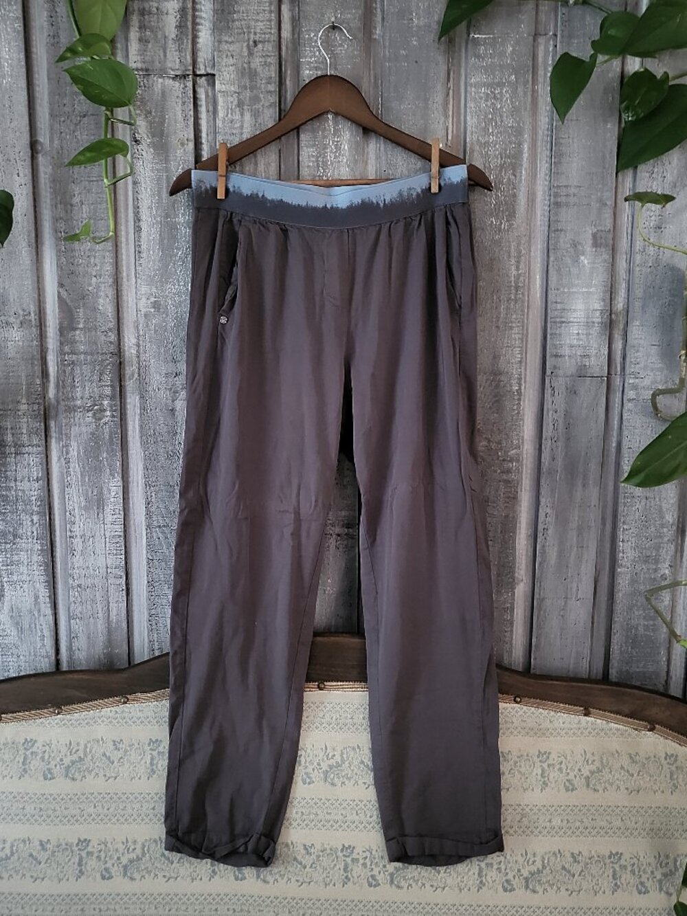 Sandwich Charcoal Gray Pants Viscose Blue Forest Waistband Size M